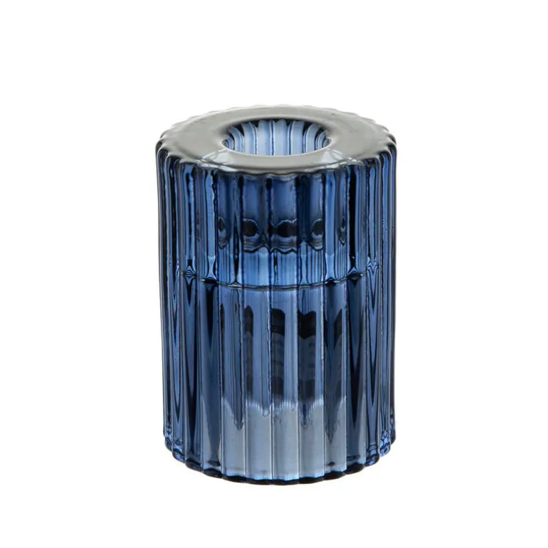 Glass Candle Holder Blue