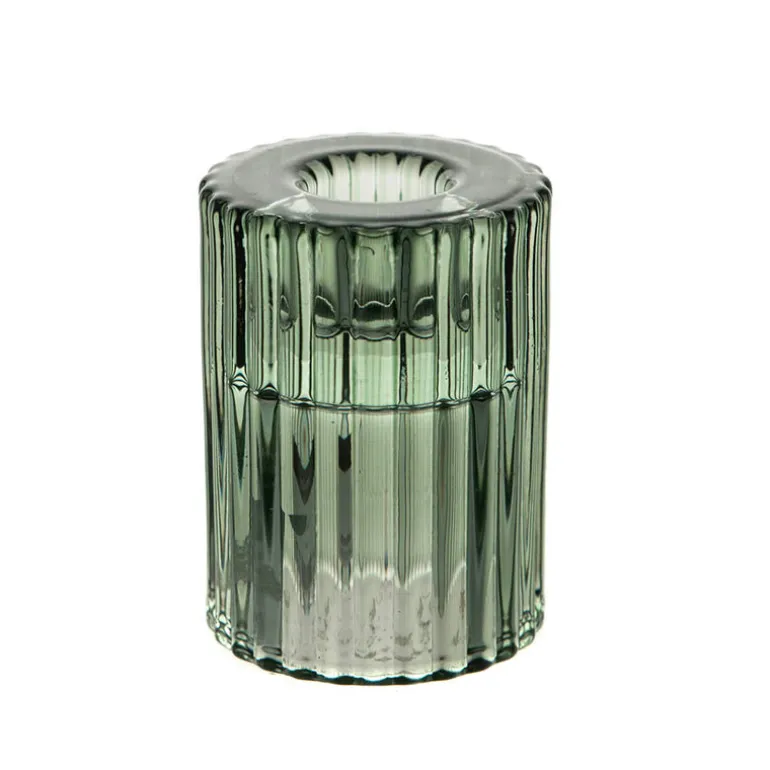 Glass Candle Holder Forest Green