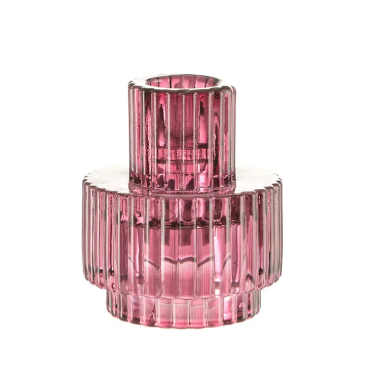 Glass Candle Holder Pink
