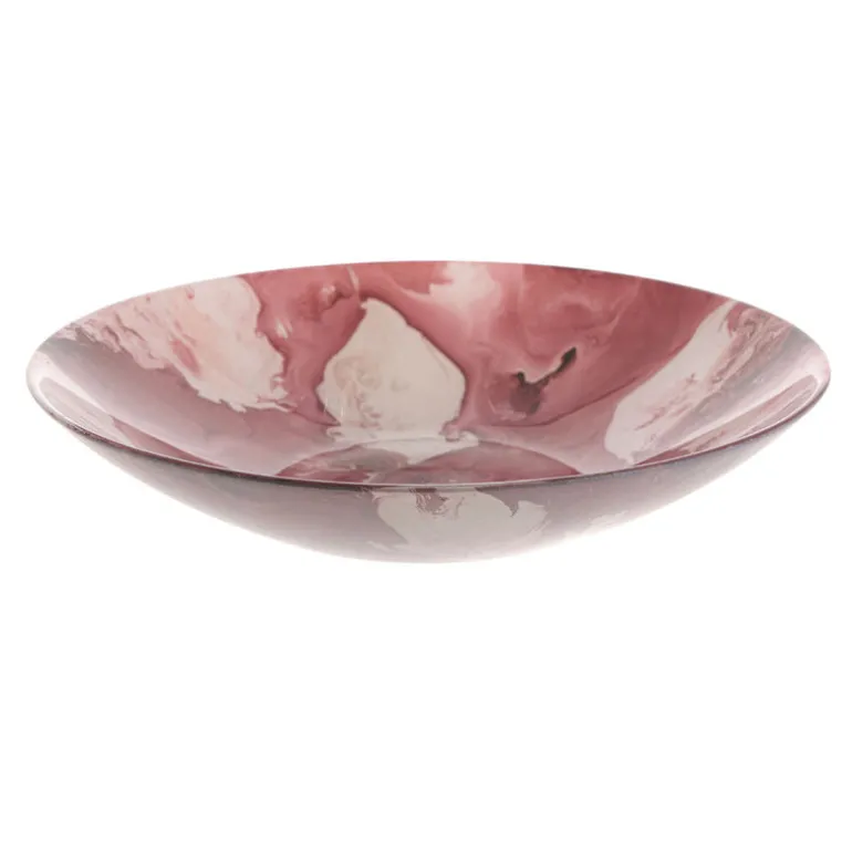 Glass Splash Bowl Wine & Pink 30cm