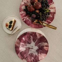 Glass Splash Bowl Wine & Pink 40cm