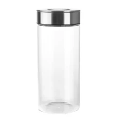 Glass Storage Jar with Stainless Steel Press Lid Large