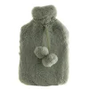 Hot Water Bottle with Faux Rabbit Fur Cover Green Haze