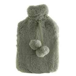 Hot Water Bottle with Faux Rabbit Fur Cover Green Haze