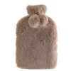 Hot Water Bottle with Faux Rabbit Fur Cover Dusty Rose