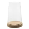 Hurricane Glass on Wood Base