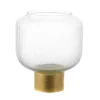 Hurricane Metal Pedestal/Ribbed Glass Gold