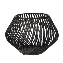Iron Tealight Holder Matte Black Swirl 11cm
