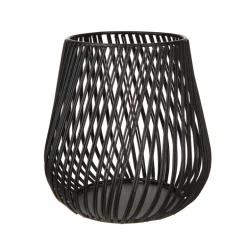 Iron Tealight Holder Matte Black Swirl 16cm