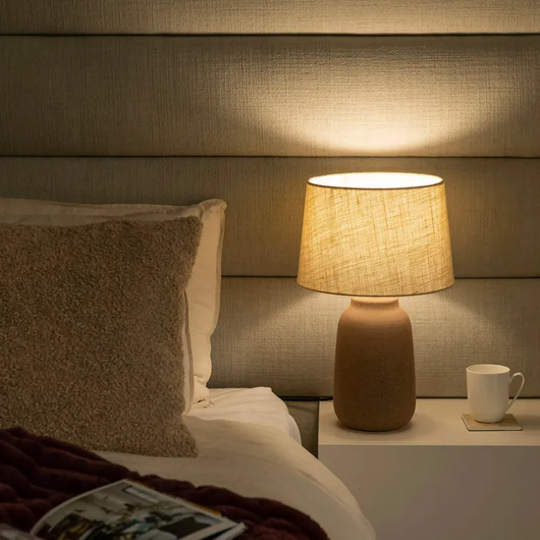 Lamp Terracotta Base with Beige Shade
