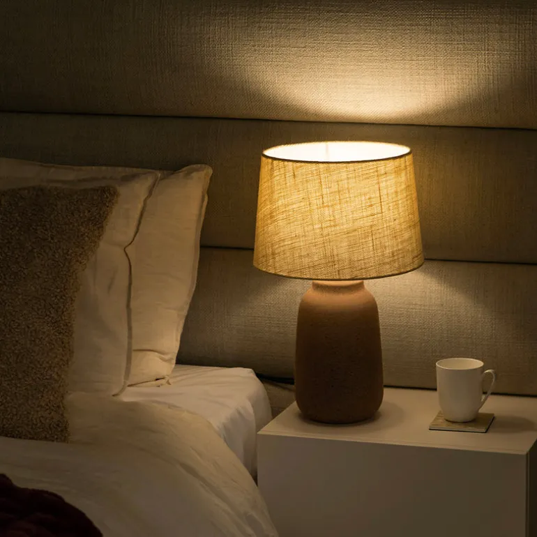 Lamp Terracotta Base with Beige Shade
