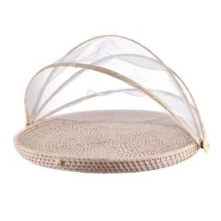 Mesh Food Cover Rattan Base Medium
