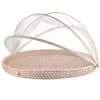 Mesh Food Cover Rattan Base Large