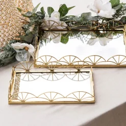 Mirror Base Tray Rectangle Gold 45cm