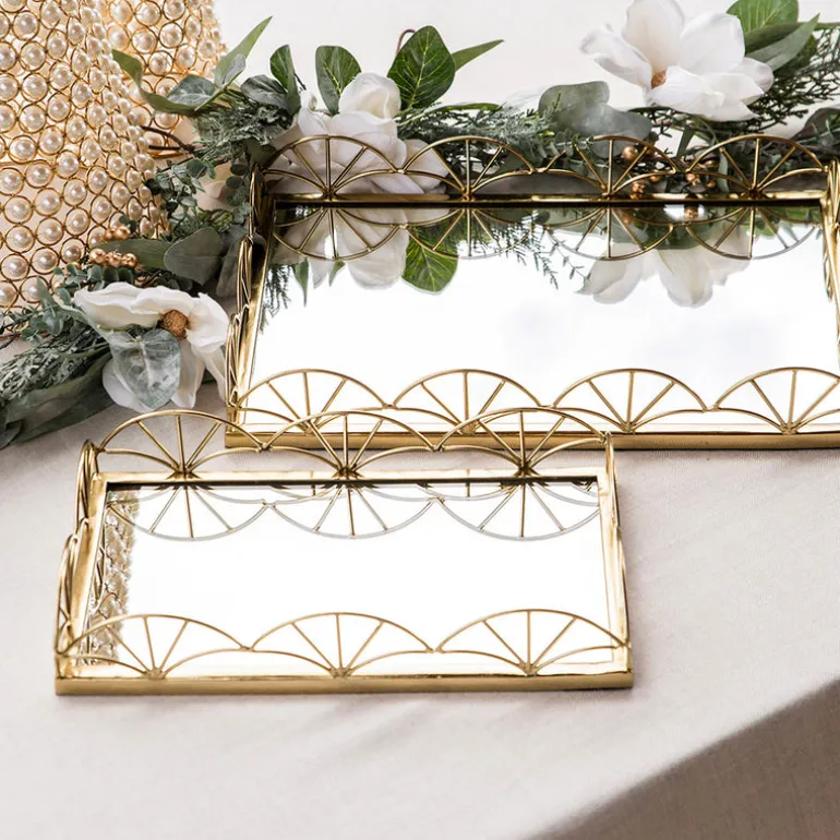 Mirror Base Tray Rectangle Gold 45cm