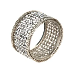 Nickel Crystal Napkin Ring Set