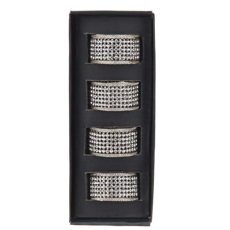 Nickel Crystal Napkin Ring Set