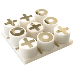 Noughts & Crosses Game Set Marble & Brass