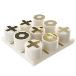 Noughts & Crosses Game Set Marble & Brass