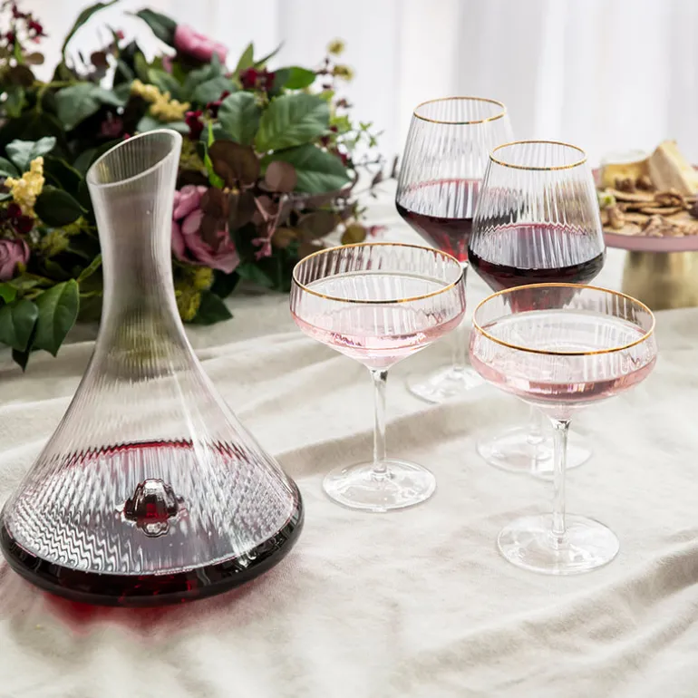 Optic Wine Glass with Gold Rim