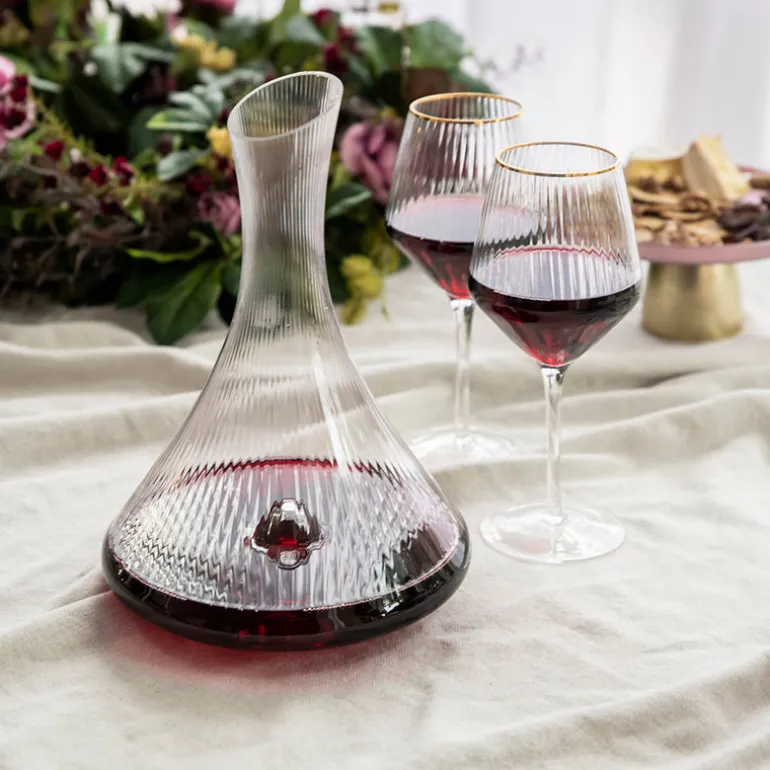 Optic Wine Glass with Gold Rim