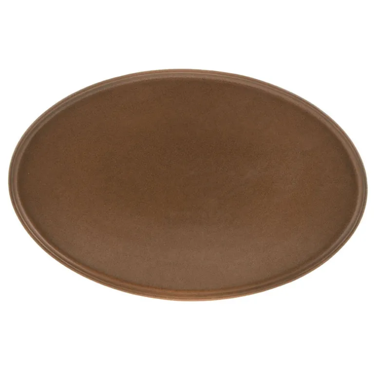 Oval Platter Stoneware Straight Leather