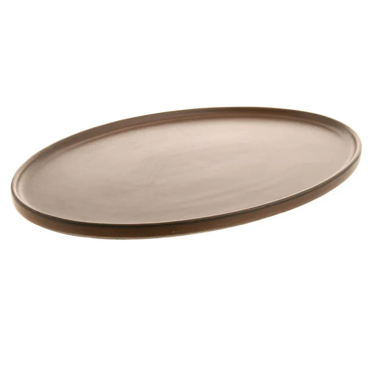 Oval Platter Stoneware Straight Leather