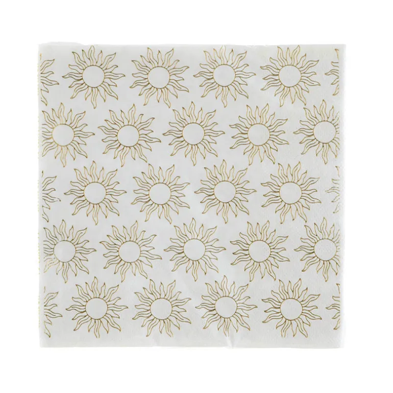 Paper Napkin Gold Foil Suns Pack