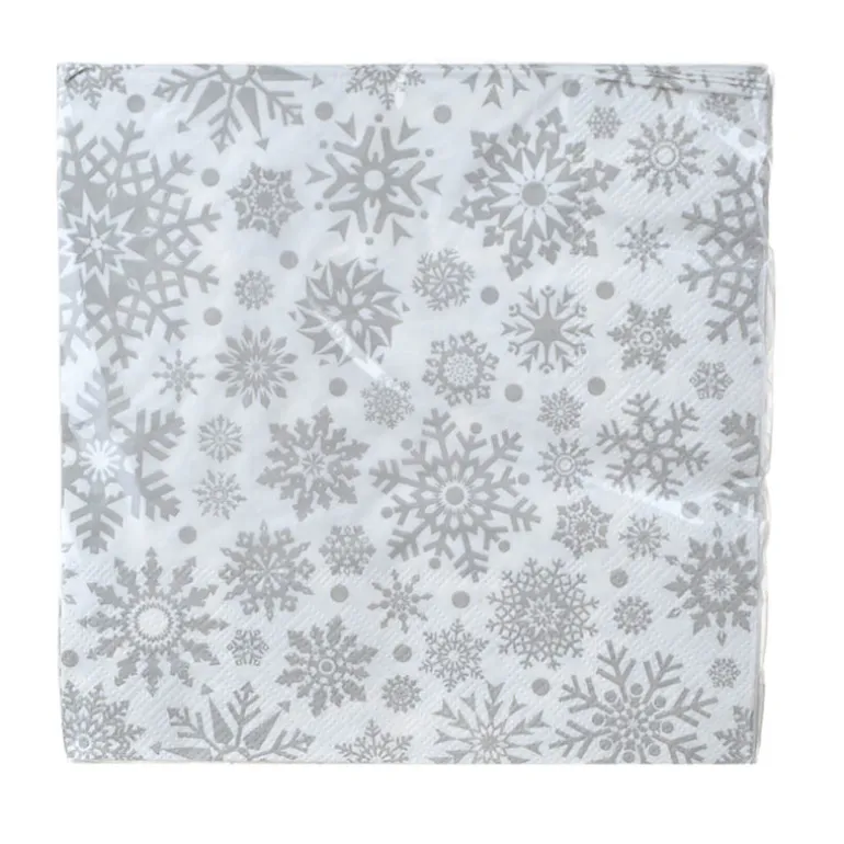 Paper Napkin Snowflake Silver Pack