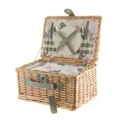 PICNIC BASKET 2p Natural, Ginko Print