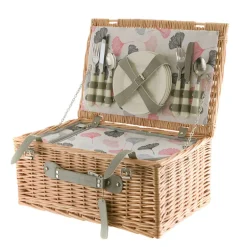 PICNIC BASKET 4p Natural, Ginko Print