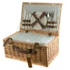 PICNIC BASKET 4p Natural, Green Stripe
