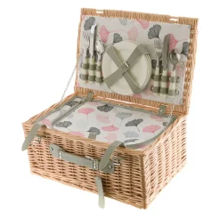 PICNIC BASKET 4p Natural, Ginko Print