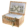 PICNIC BASKET 4p Natural, Light Blue Wash Check Print