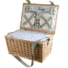 PICNIC BASKET 6p Natural, Light Blue Wash Check Print