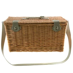 PICNIC BASKET 6p Natural, Light Blue Wash Check Print