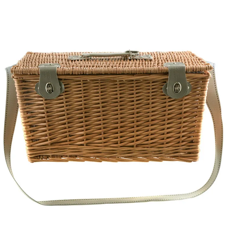 PICNIC BASKET 6p Natural, Light Blue Wash Check Print