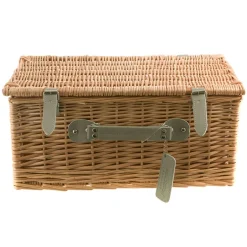 PICNIC BASKET 4p Natural, Light Blue Wash Check Print