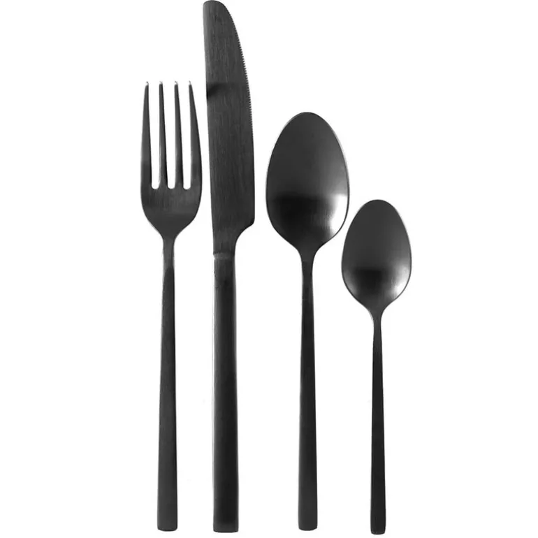 16 Piece Black Cutlery Set