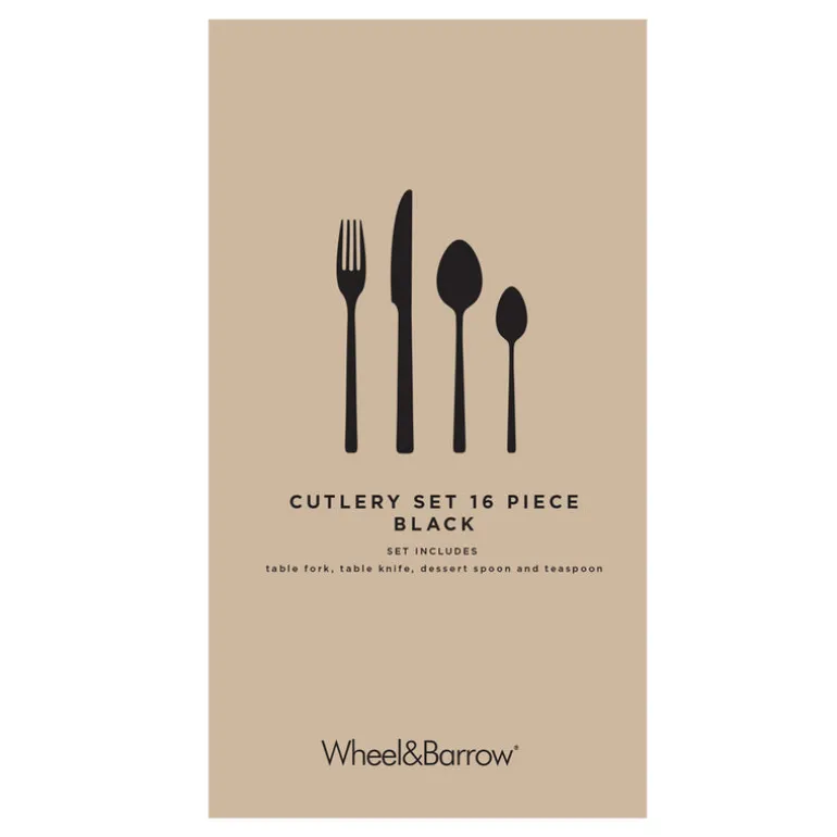 16 Piece Black Cutlery Set