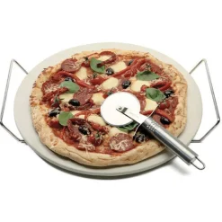 Pizza Stone with Rack & S/S Cutter