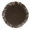 Placemat Palm Fibre Fringed Chocolate