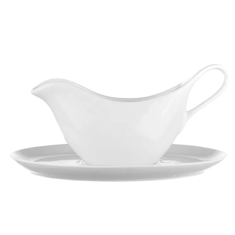 Porcelain Gravy Boat with Saucer 20cm White