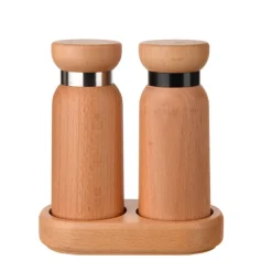 Premium Beechwood Salt & Pepper Grinders with Tray