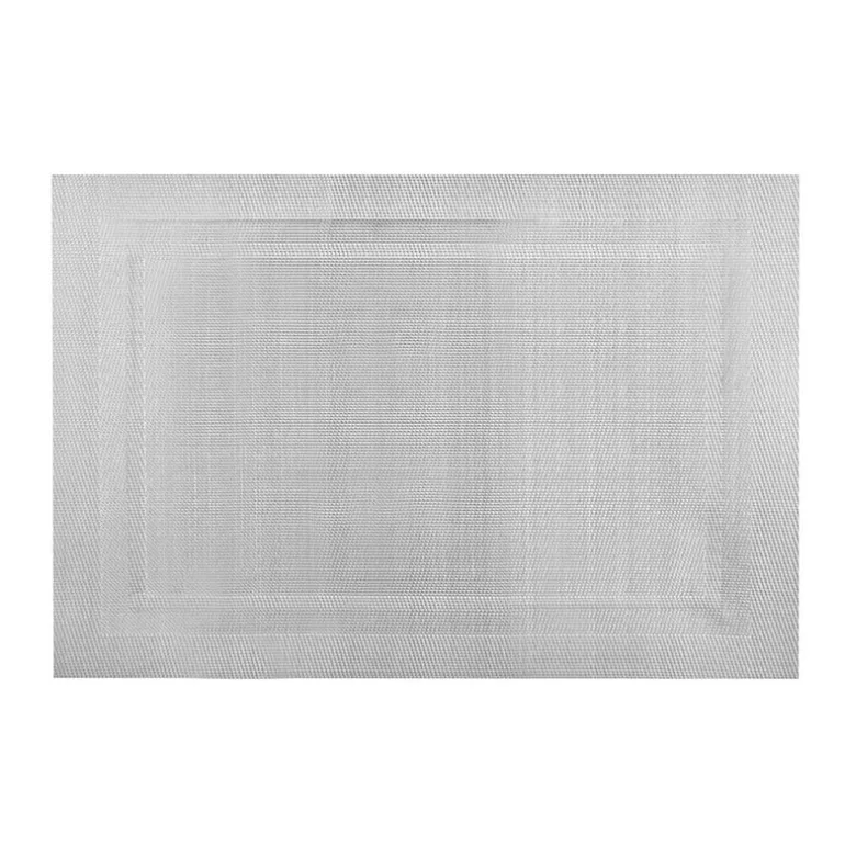 PVC Rectangle Placemat with Border Silver