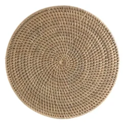 Rattan Round Placemat White Wash
