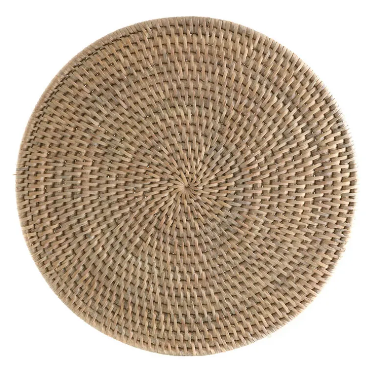 Rattan Round Placemat White Wash