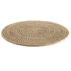 Rattan Round Placemat White Wash