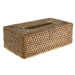 Rattan Tissue Box Cover Dark Bown 25.5x14x9cm