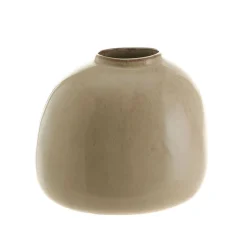 Reactive Tan Vase with Organic Rim